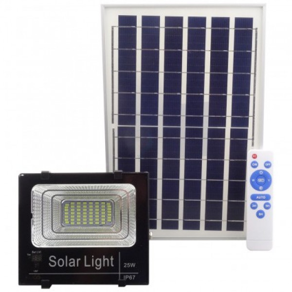 Proiector 25W cu panou solar si telecomanda cu functii multiple