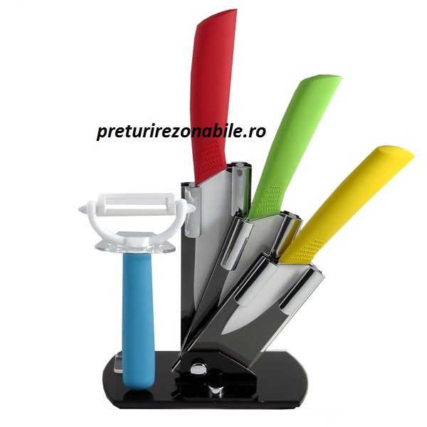 Set cutite ceramice cu suport si curatator